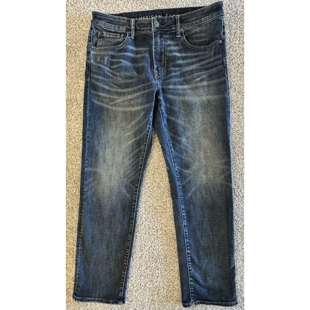 American Eagle Mens Airflex Jeans 34x32 Original Straight Leg Denim Blue Pants